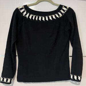 Ten Ice Cube vintage black & white unique crew neck sweater with hem cutouts